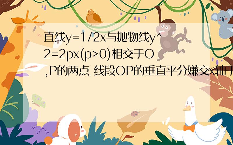 直线y=1/2x与抛物线y^2=2px(p>0)相交于O,P的两点 线段OP的垂直平分嫌交x轴于点Q 若△OPQ的面积等于40 求p直线y=(1/2)x与抛物线y^2=2px(p>0)相交于O,P的两点,线段OP的垂直平分嫌交x轴于点Q,若△OPQ的面积