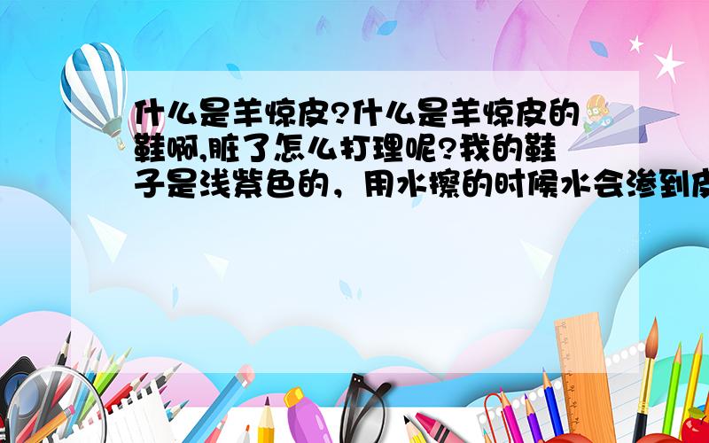 什么是羊惊皮?什么是羊惊皮的鞋啊,脏了怎么打理呢?我的鞋子是浅紫色的，用水擦的时候水会渗到皮子里，请问擦完了之后颜色会掉吗？