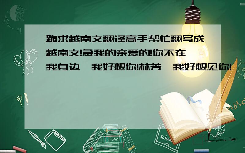 跪求越南文翻译高手帮忙翻写成越南文!急我的亲爱的!你不在我身边,我好想你!林芳,我好想见你!