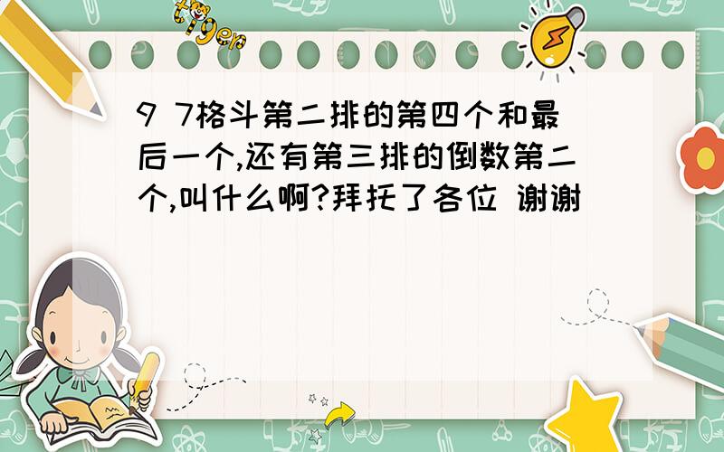 9 7格斗第二排的第四个和最后一个,还有第三排的倒数第二个,叫什么啊?拜托了各位 谢谢