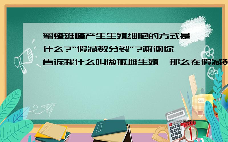 蜜蜂雄峰产生生殖细胞的方式是什么?“假减数分裂”?谢谢你告诉我什么叫做孤雌生殖,那么在假减数分裂的第几次分裂时细胞中所有的染色体都移向同一极?