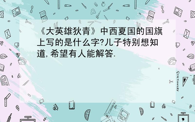 《大英雄狄青》中西夏国的国旗上写的是什么字?儿子特别想知道,希望有人能解答.