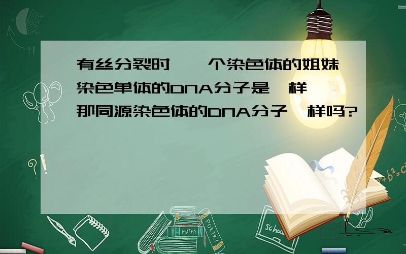 有丝分裂时,一个染色体的姐妹染色单体的DNA分子是一样,那同源染色体的DNA分子一样吗?