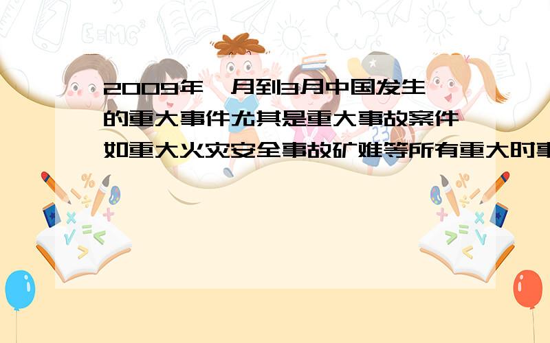 2009年一月到3月中国发生的重大事件尤其是重大事故案件如重大火灾安全事故矿难等所有重大时事都可以