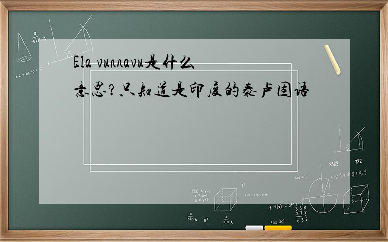 Ela vunnavu是什么意思?只知道是印度的泰卢固语