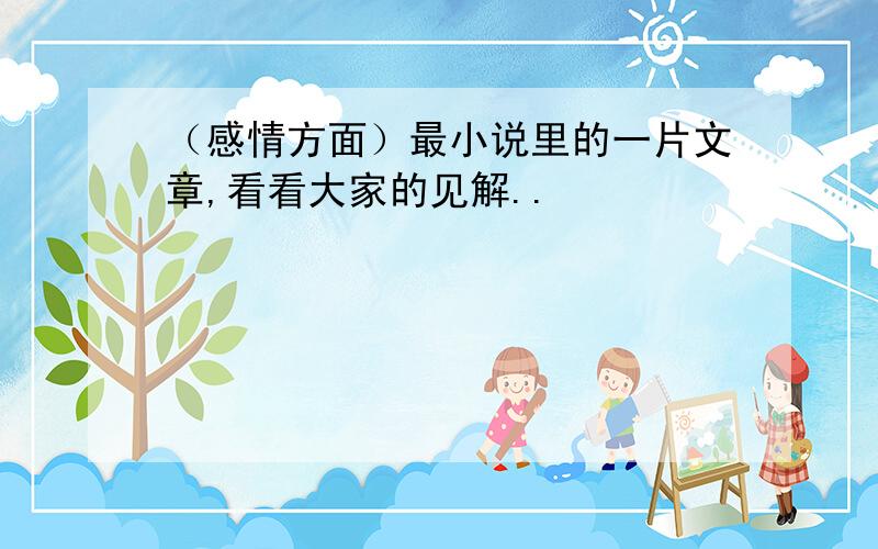 （感情方面）最小说里的一片文章,看看大家的见解..