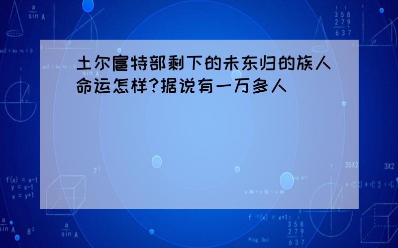 土尔扈特部剩下的未东归的族人命运怎样?据说有一万多人