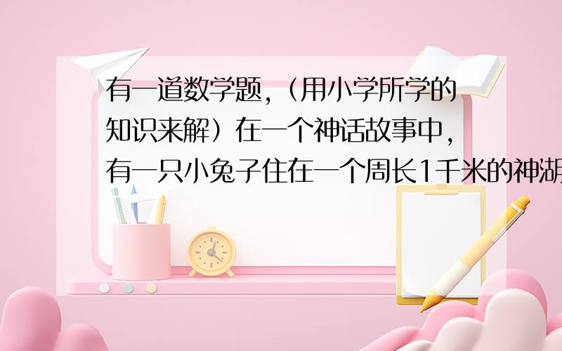 有一道数学题,（用小学所学的知识来解）在一个神话故事中,有一只小兔子住在一个周长1千米的神湖旁,A.B两点把这个神湖分成两等份,已知小兔子从B点出发,沿着逆时针方向绕神湖做跳跃运动