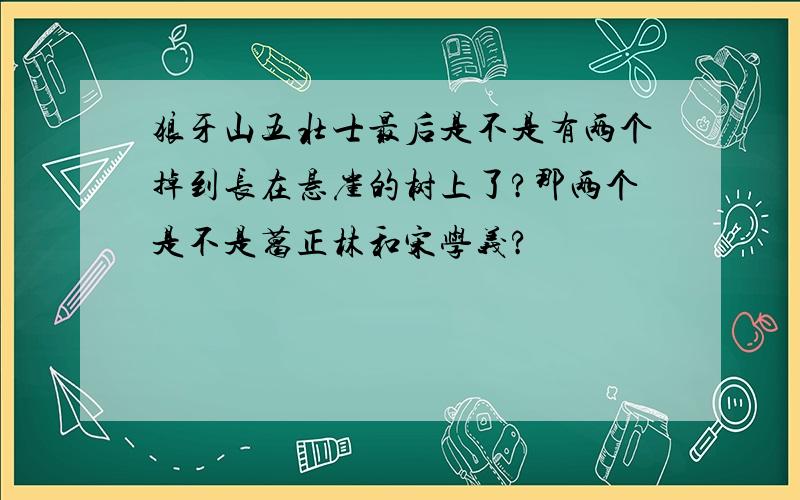 狼牙山五壮士最后是不是有两个掉到长在悬崖的树上了?那两个是不是葛正林和宋学义?