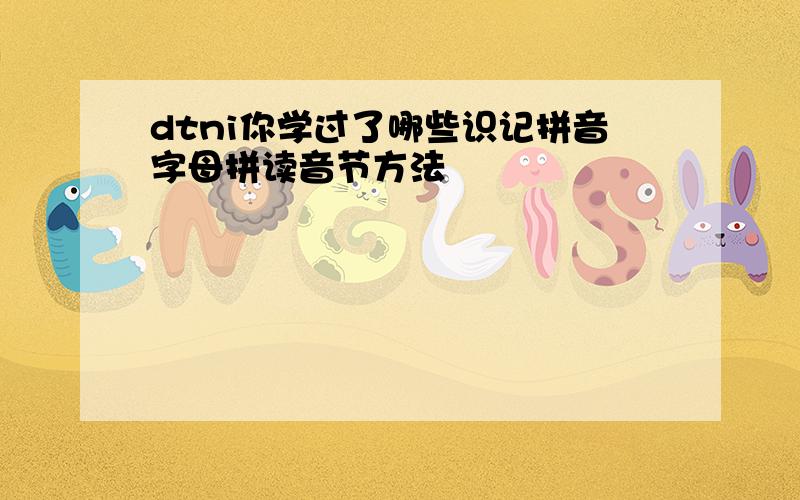 dtni你学过了哪些识记拼音字母拼读音节方法