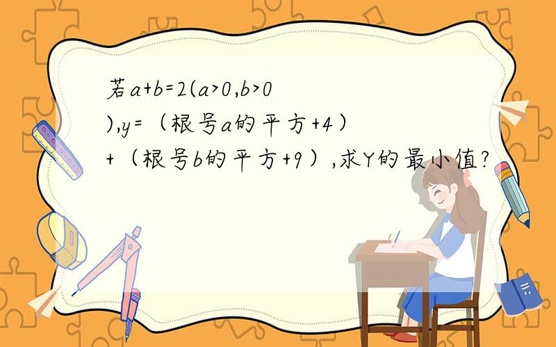 若a+b=2(a>0,b>0),y=（根号a的平方+4）+（根号b的平方+9）,求Y的最小值?