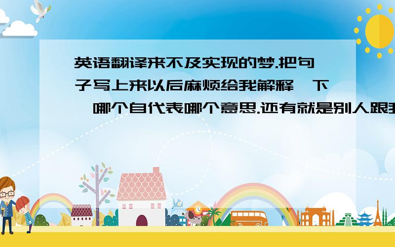 英语翻译来不及实现的梦.把句子写上来以后麻烦给我解释一下,哪个自代表哪个意思.还有就是别人跟我说是a yet unrealized dream .但是这句的意思不是一个还未实现的梦想么.我要的是 来不及实