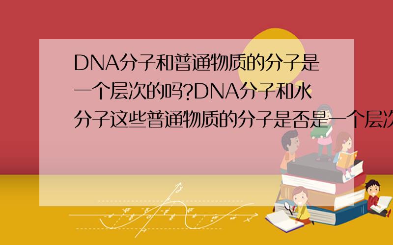 DNA分子和普通物质的分子是一个层次的吗?DNA分子和水分子这些普通物质的分子是否是一个层次的还是说普通物质分子更深一些 DNA分子更大一些呢