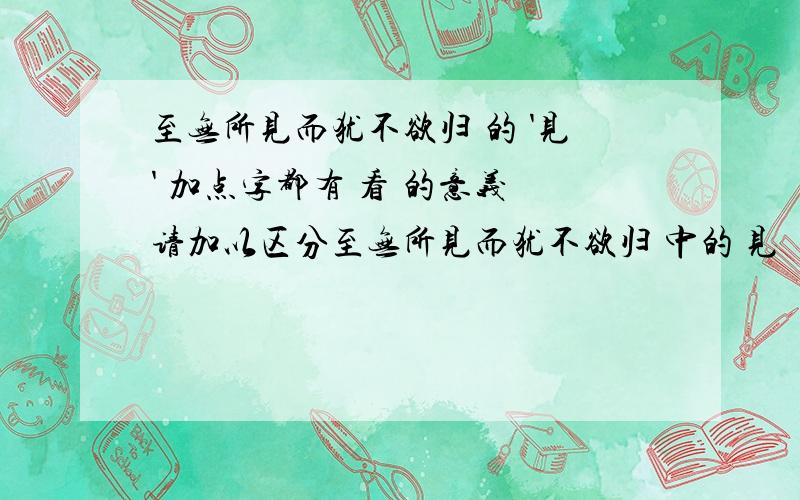 至无所见而犹不欲归 的 '见' 加点字都有 看 的意义 请加以区分至无所见而犹不欲归 中的 见