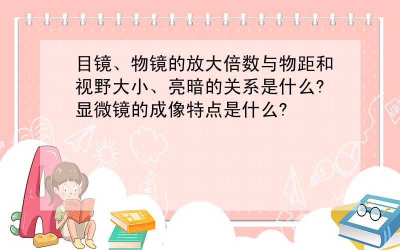 目镜、物镜的放大倍数与物距和视野大小、亮暗的关系是什么?显微镜的成像特点是什么?