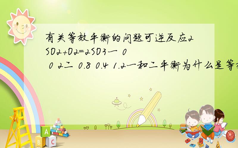 有关等效平衡的问题可逆反应2SO2+O2=2SO3一 0 0 2二 0.8 0.4 1.2一和二平衡为什么是等效的?