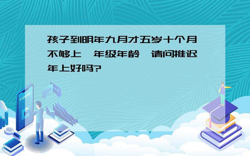 孩子到明年九月才五岁十个月,不够上一年级年龄,请问推迟一年上好吗?