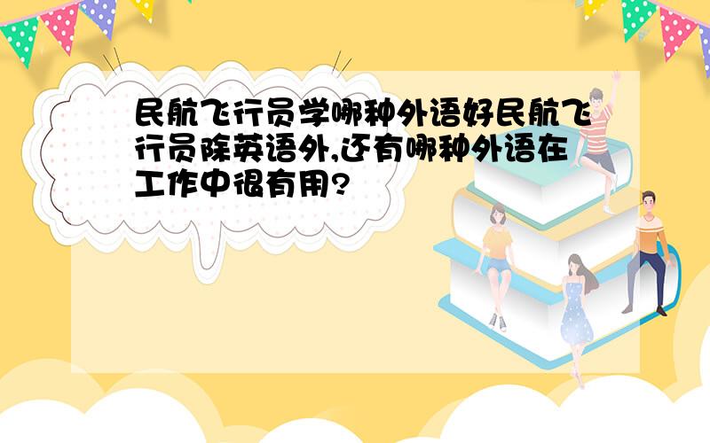 民航飞行员学哪种外语好民航飞行员除英语外,还有哪种外语在工作中很有用?