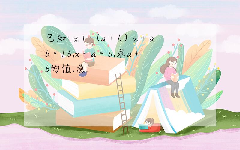 已知: x＋（a＋b）x＋ab＝15,x＋a＝5,求a＋b的值.急!