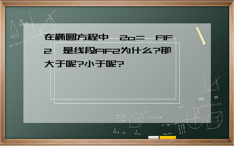 在椭圆方程中,2a=‖F1F2‖是线段F1F2为什么?那大于呢?小于呢?