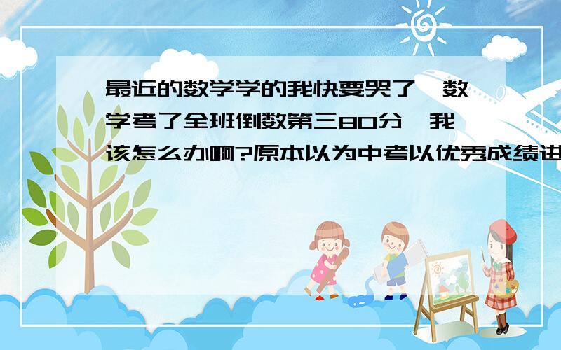 最近的数学学的我快要哭了,数学考了全班倒数第三80分,我该怎么办啊?原本以为中考以优秀成绩进入市重点高中后,以后的人生路会平坦些,学起来比较容易些,结果我错了,大错特错了,每天听起