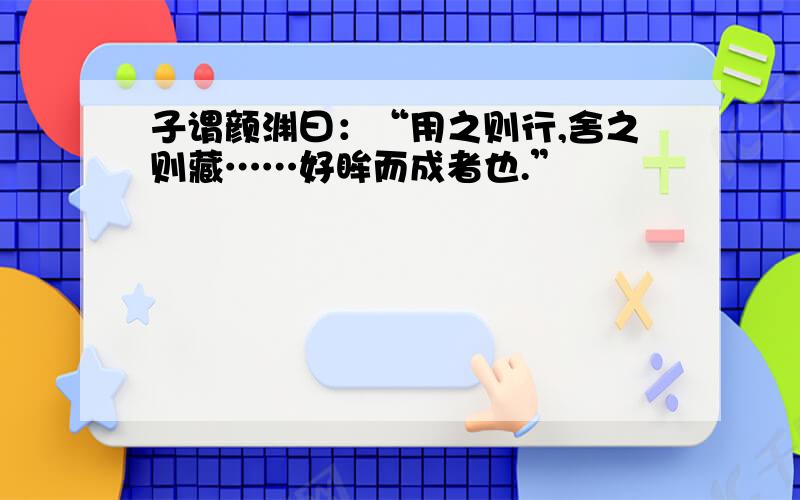 子谓颜渊曰：“用之则行,舍之则藏……好眸而成者也.”