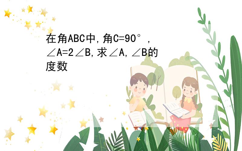 在角ABC中,角C=90°,∠A=2∠B,求∠A,∠B的度数