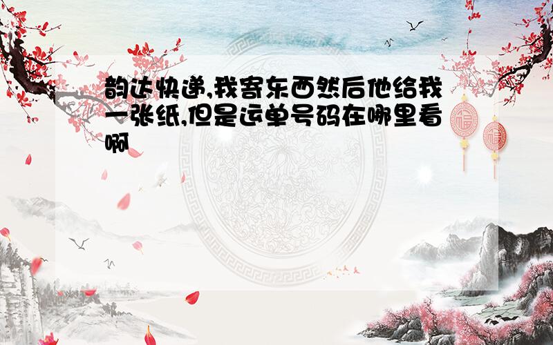 韵达快递,我寄东西然后他给我一张纸,但是运单号码在哪里看啊