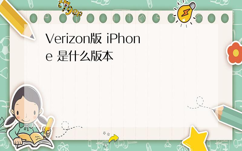 Verizon版 iPhone 是什么版本