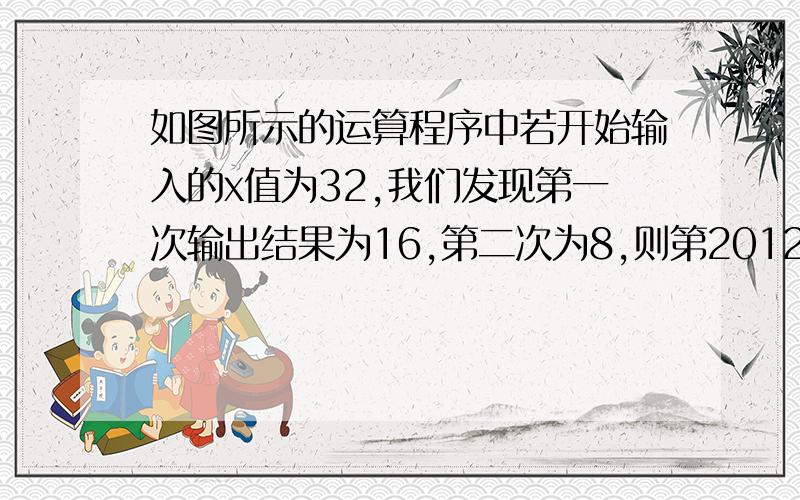 如图所示的运算程序中若开始输入的x值为32,我们发现第一次输出结果为16,第二次为8,则第2012次输出结果为?输入x →X为偶数（二分之一x） ↑ →输出↓↑ →X为奇数（X+3) ↓← ← ← ← ← ↓