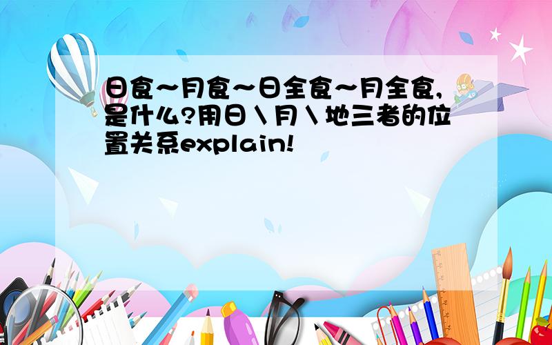 日食～月食～日全食～月全食,是什么?用日＼月＼地三者的位置关系explain!