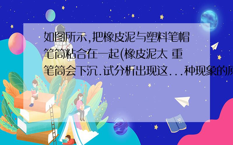 如图所示,把橡皮泥与塑料笔帽笔筒粘合在一起(橡皮泥太 重笔筒会下沉.试分析出现这...种现象的原因如图所示,把橡皮泥与塑料笔帽笔筒粘合在一起(橡皮泥太 重笔筒会下沉,太轻会上浮),使它