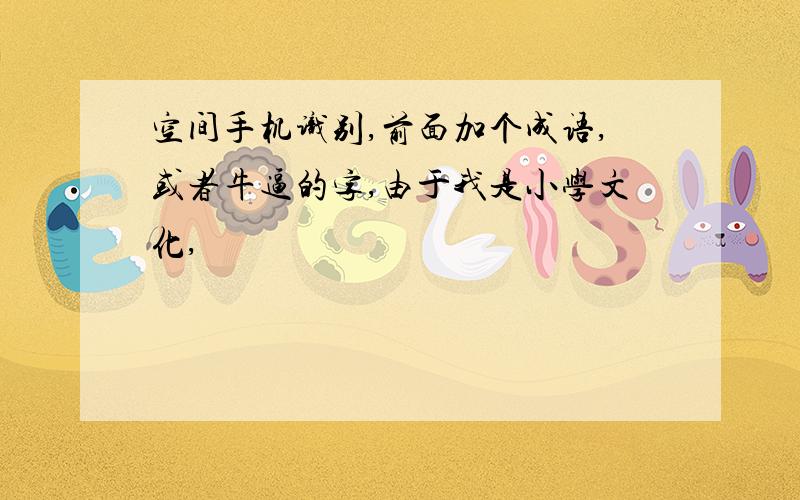 空间手机识别,前面加个成语,或者牛逼的字,由于我是小学文化,