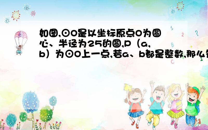 如图,⊙O是以坐标原点O为圆心、半径为25的圆,P（a,b）为⊙O上一点,若a、b都是整数,那么符合条件的点