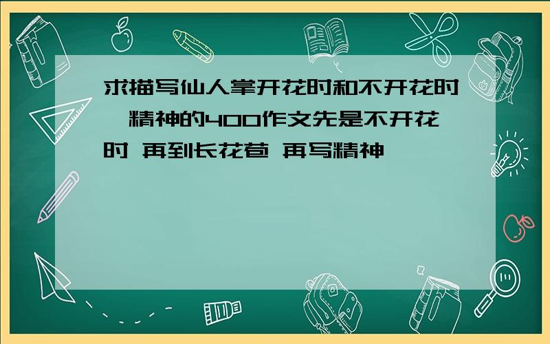 求描写仙人掌开花时和不开花时、精神的400作文先是不开花时 再到长花苞 再写精神