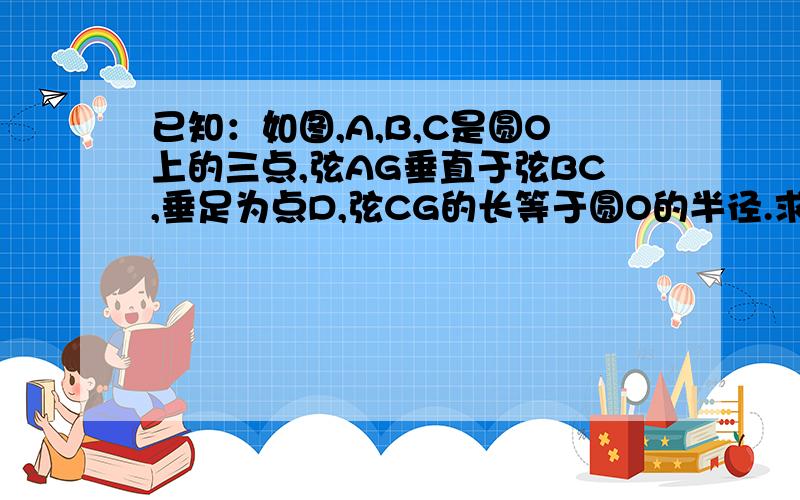 已知：如图,A,B,C是圆O上的三点,弦AG垂直于弦BC,垂足为点D,弦CG的长等于圆O的半径.求证：DC=1\2AC