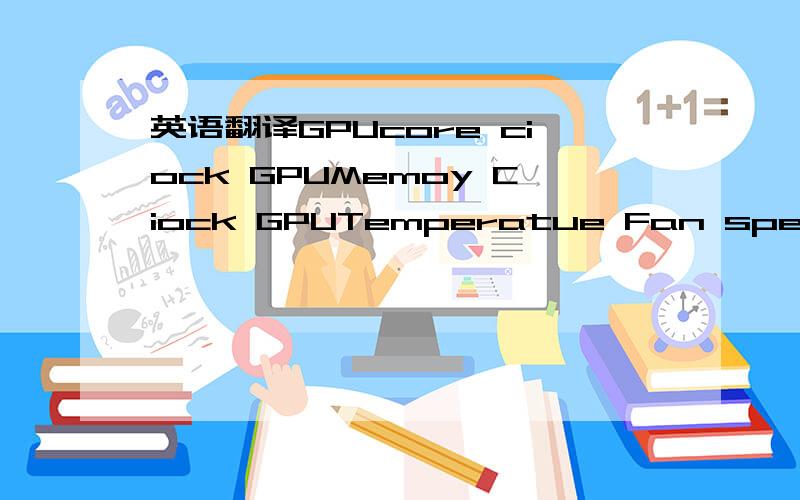 英语翻译GPUcore ciock GPUMemoy Ciock GPUTemperatue Fan speed(RPM) GPUload