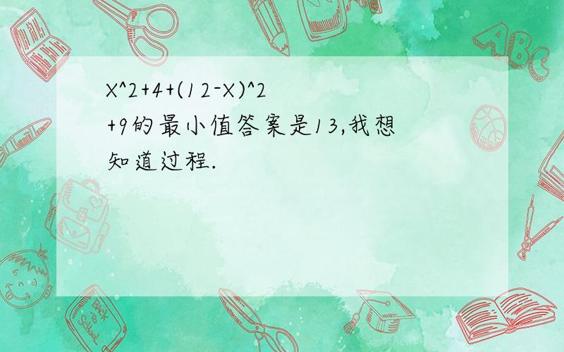 X^2+4+(12-X)^2+9的最小值答案是13,我想知道过程.