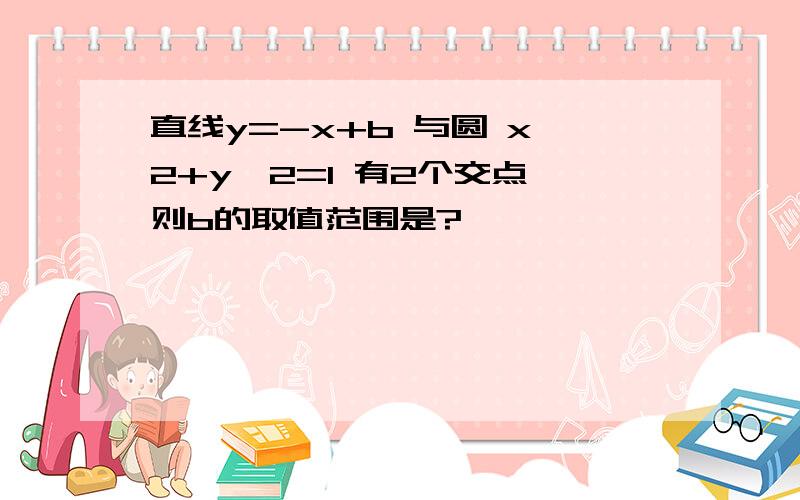 直线y=-x+b 与圆 x^2+y^2=1 有2个交点,则b的取值范围是?