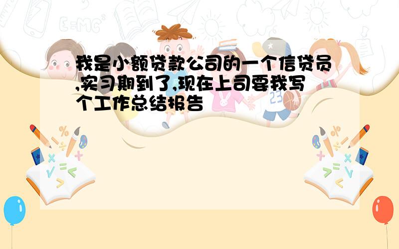 我是小额贷款公司的一个信贷员,实习期到了,现在上司要我写个工作总结报告