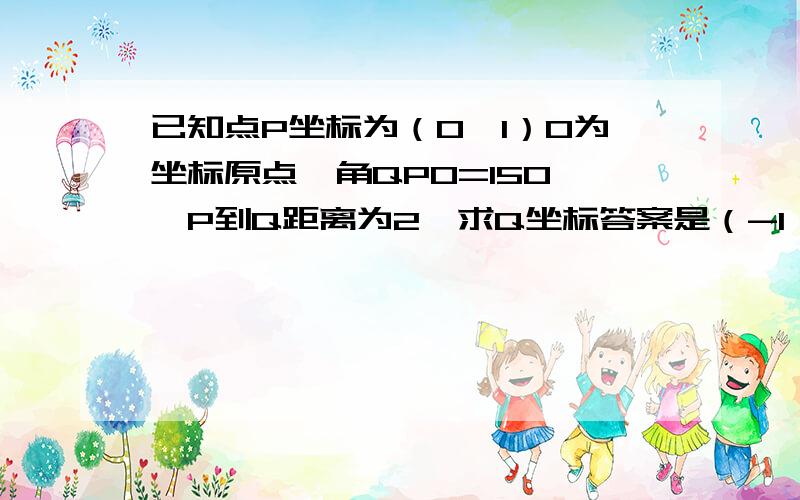 已知点P坐标为（0,1）O为坐标原点,角QPO=150°,P到Q距离为2,求Q坐标答案是（-1,1+根号3）Y轴哪有上下啊 1L？