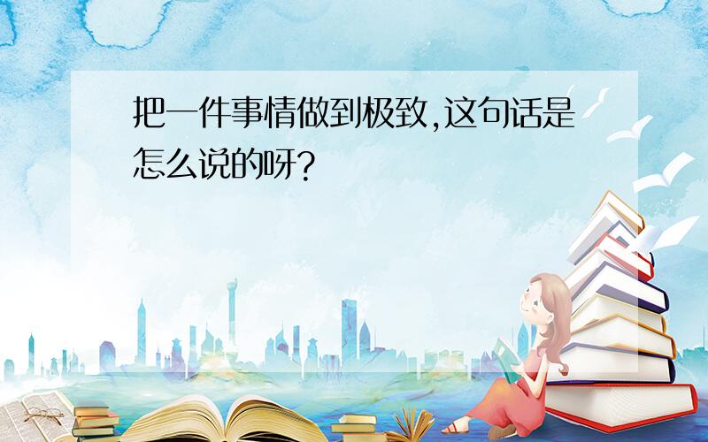 把一件事情做到极致,这句话是怎么说的呀?