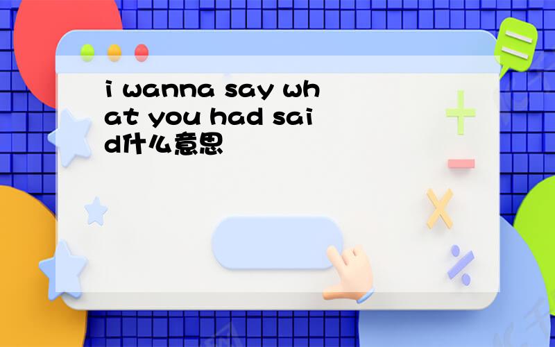 i wanna say what you had said什么意思