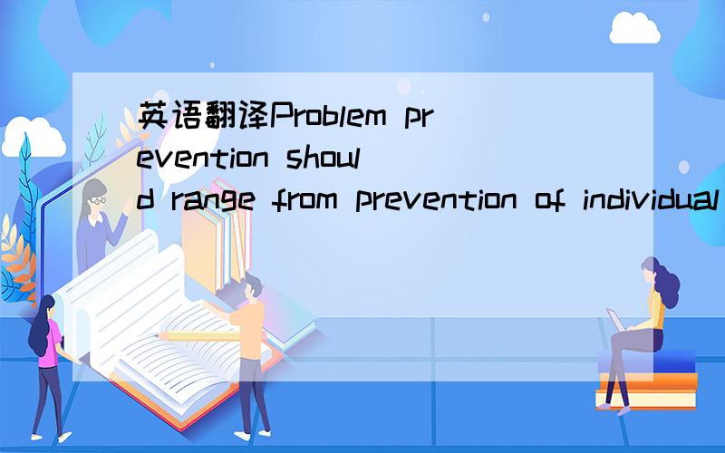 英语翻译Problem prevention should range from prevention of individual incidents,such as repeated difficulties with a particular feature of a system,through to strategic decisions.The latter can require major expenditure to implement such as inves