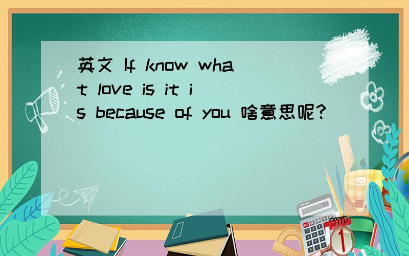 英文 If know what love is it is because of you 啥意思呢?