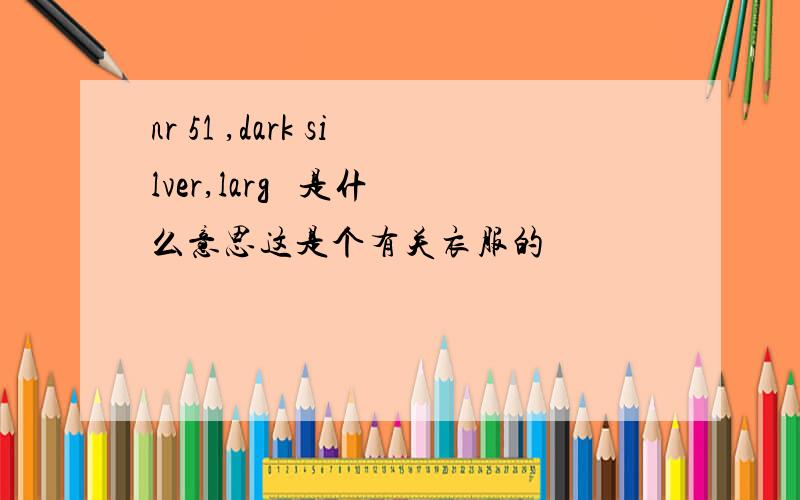 nr 51 ,dark silver,larg   是什么意思这是个有关衣服的