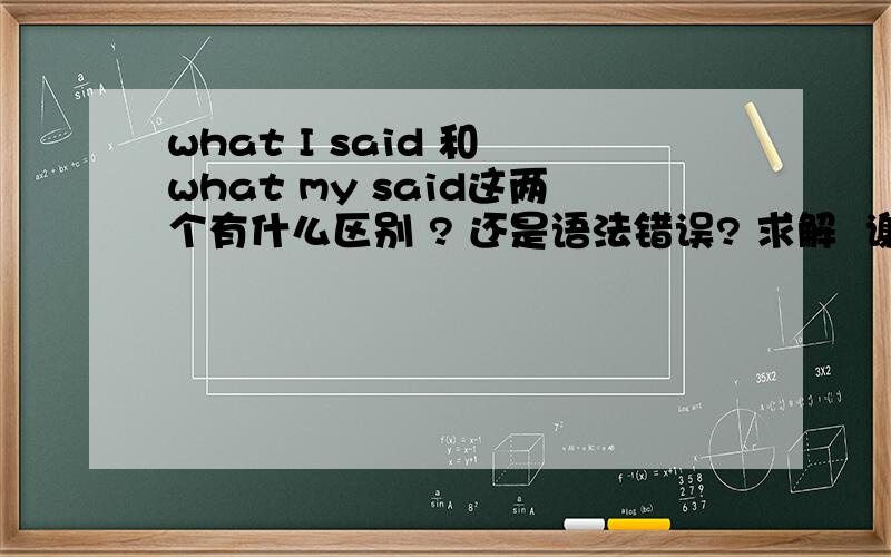 what I said 和 what my said这两个有什么区别 ? 还是语法错误? 求解  谢谢