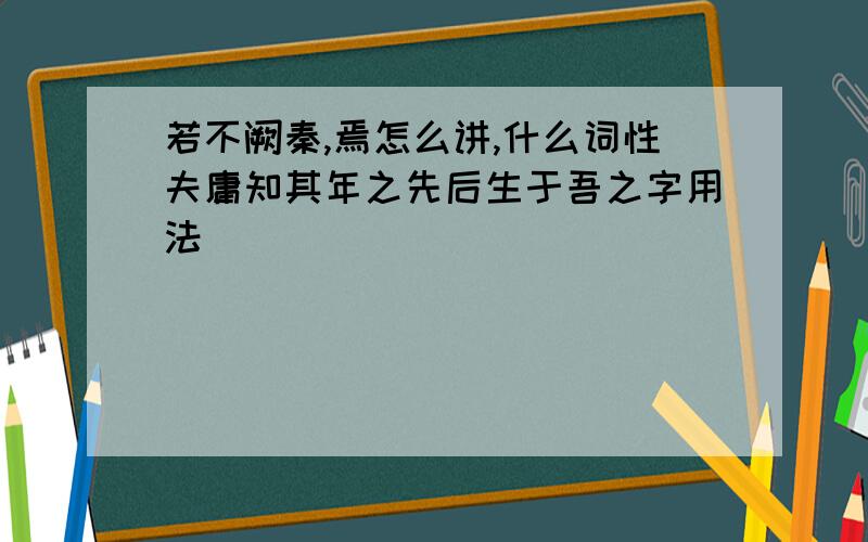 若不阙秦,焉怎么讲,什么词性夫庸知其年之先后生于吾之字用法