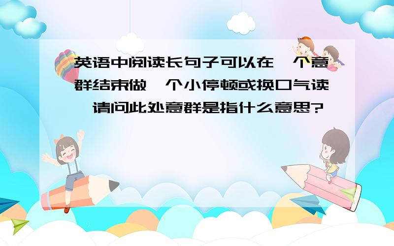 英语中阅读长句子可以在一个意群结束做一个小停顿或换口气读,请问此处意群是指什么意思?