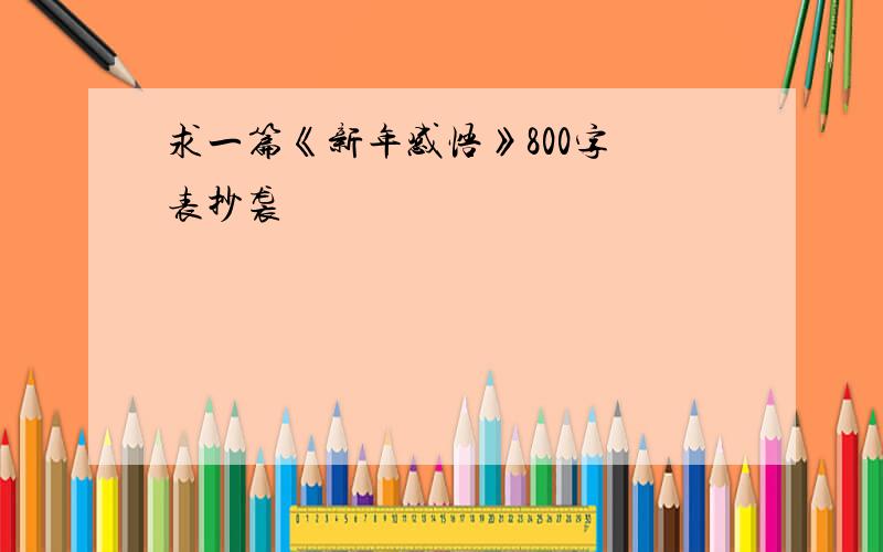 求一篇《新年感悟》800字 表抄袭